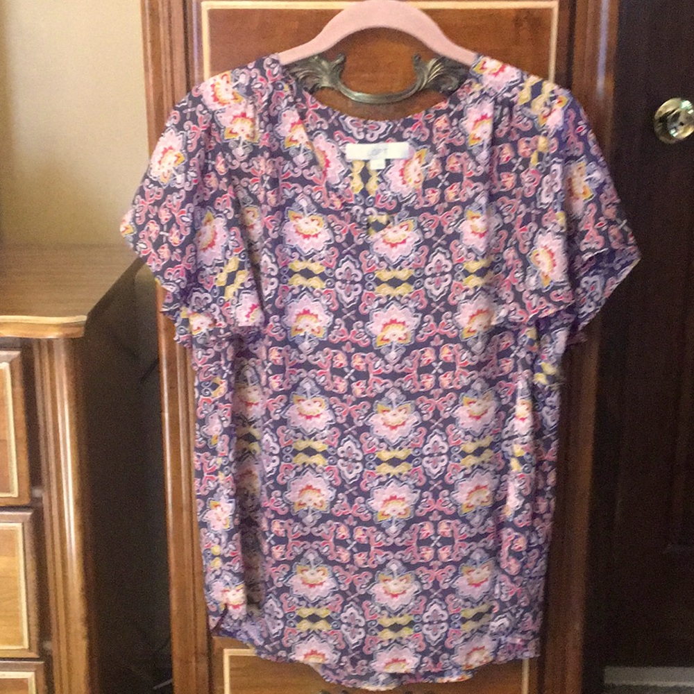 Loft flutter sleeve printed blouse
